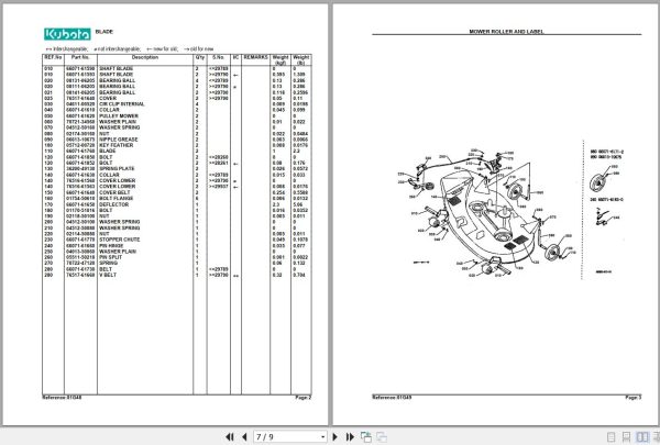 Kubota Mowers RC40LT Parts Manual 2