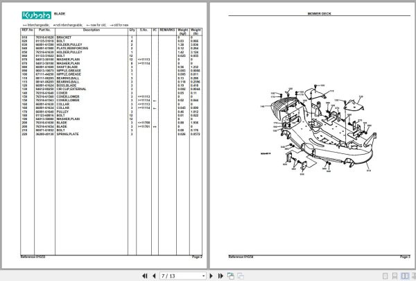 Kubota Mowers RC44LT 17 Parts Manual 2