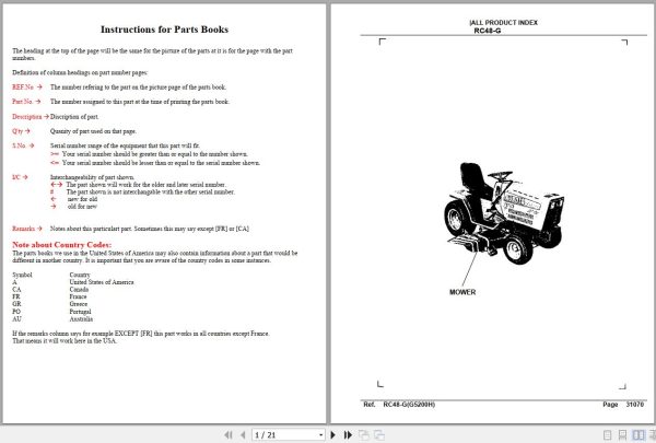 Kubota Mowers RC48 G Parts Manual 1