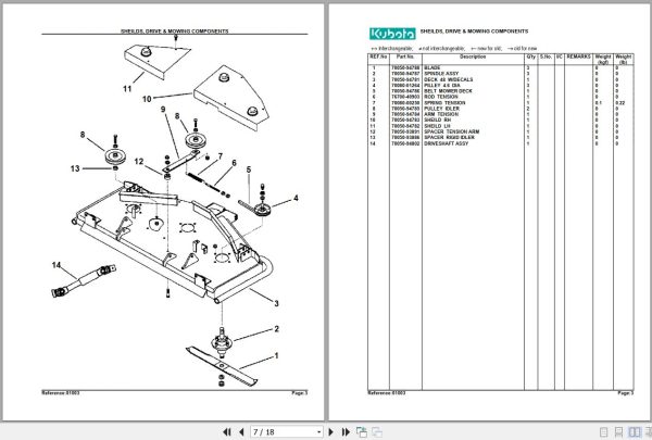 Kubota Mowers RC48R F30 Parts Manual 2