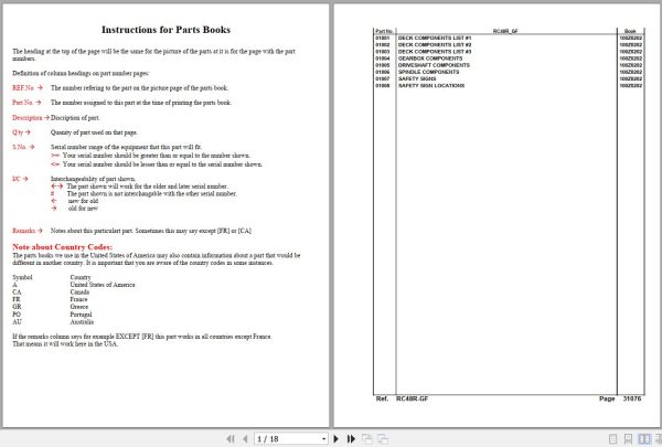 Kubota Mowers RC48R GF Parts Manual 1