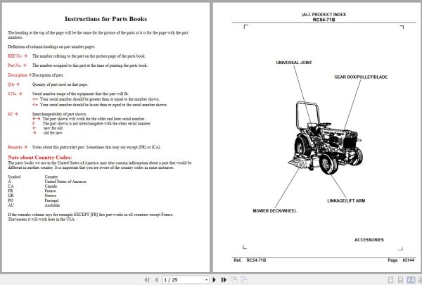 Kubota Mowers RC54 71B Parts Manual 1