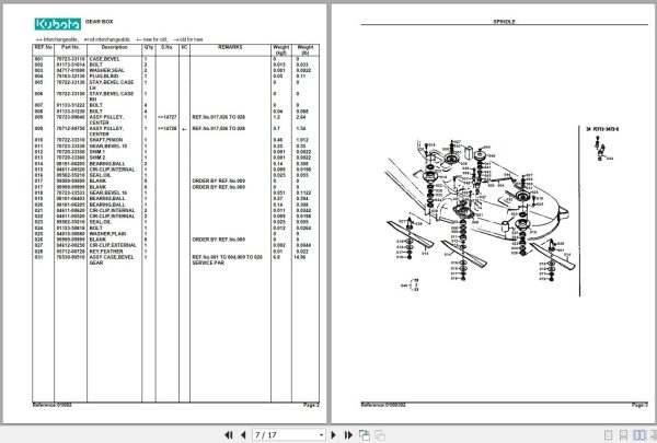 Kubota Mowers RC60 72H Parts Manual 2