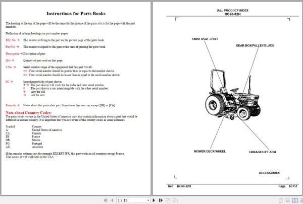 Kubota Mowers RC60 82H Parts Manual 1