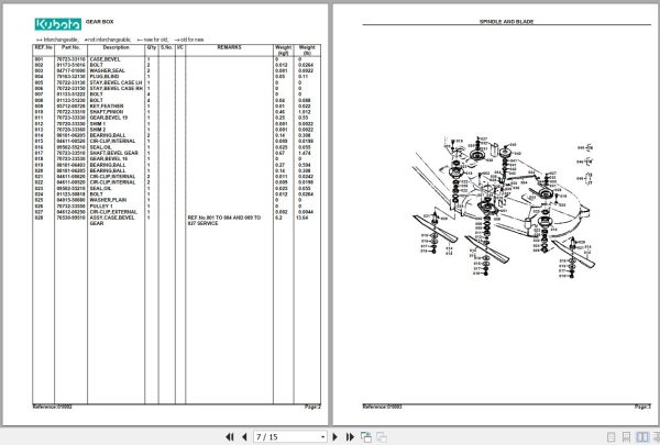 Kubota Mowers RC60 82H Parts Manual 2