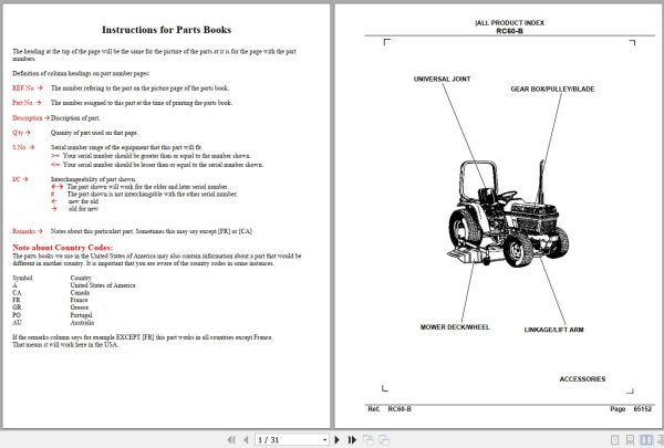 Kubota Mowers RC60 B Parts Manual 1