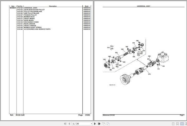 Kubota Mowers RC60 G20 Parts Manual 1