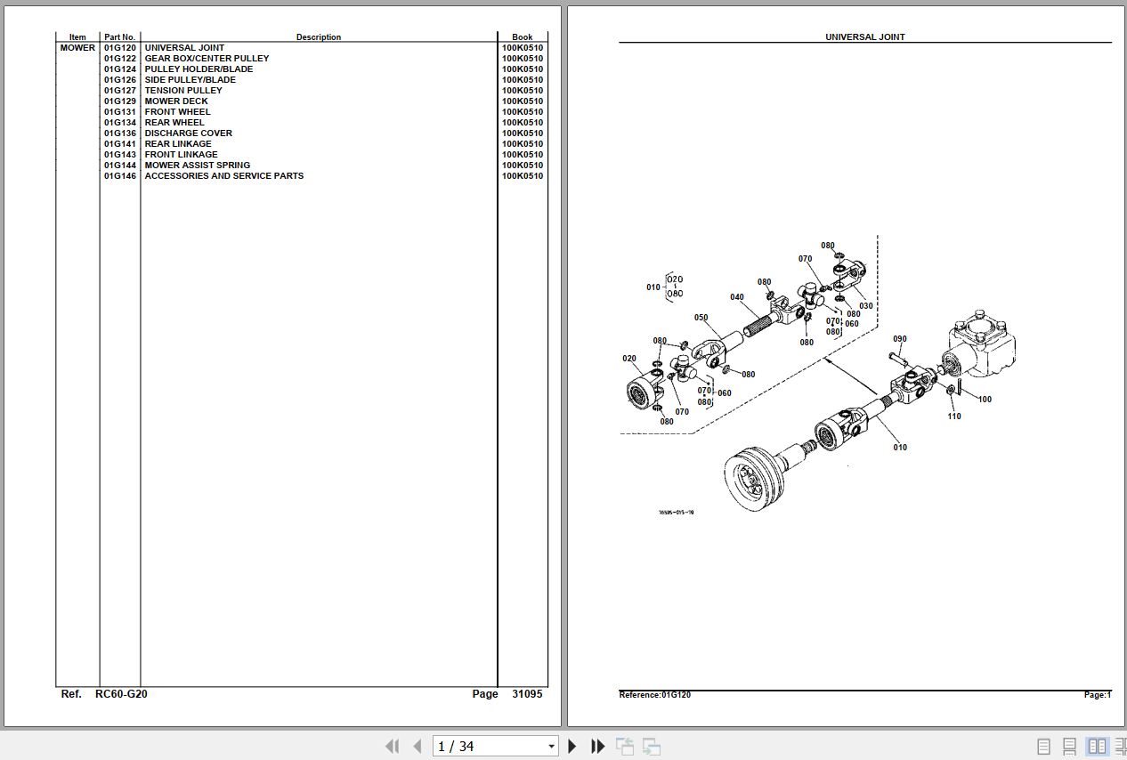 Kubota Mowers RC60 G20 Parts Manual 1