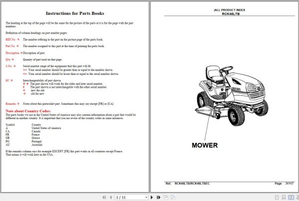 Kubota Mowers RCK48LTB RCK48LTBEC Parts Manual 1