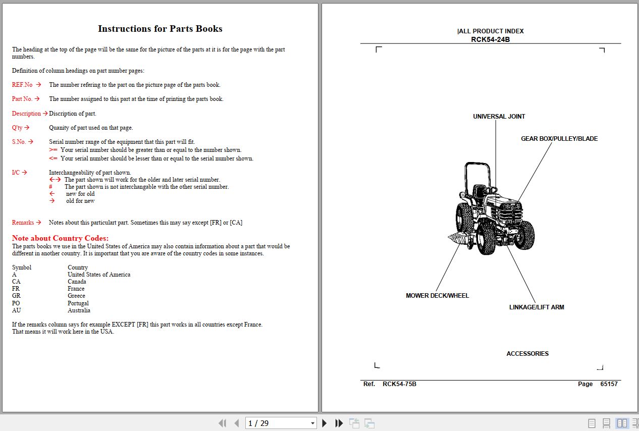 Kubota Mowers RCK54 24B Parts Manual 1