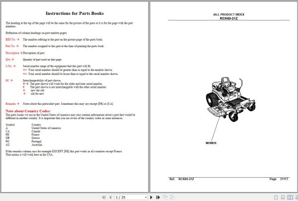Kubota Mowers RCK60 21Z 60 Parts Manual 1