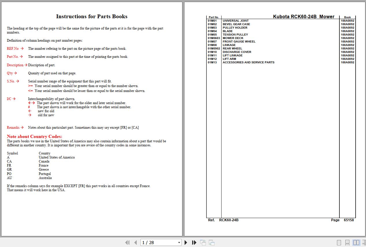 Kubota Mowers RCK60 24B Parts Manual 1