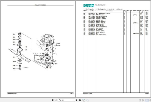 Kubota Mowers RCK60 30B Parts Manual 2
