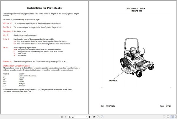 Kubota Mowers RCK72 28Z Parts Manual 1