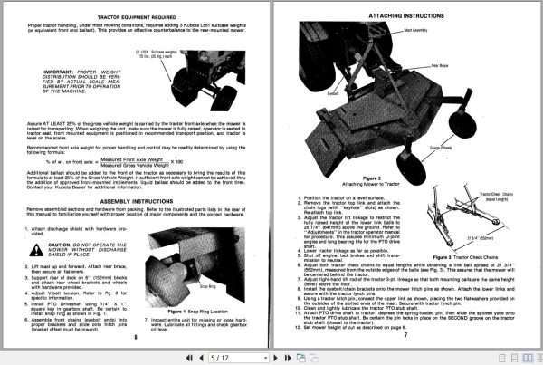 Kubota Rear Mount Mower B3548 Parts and Owners Manual 2