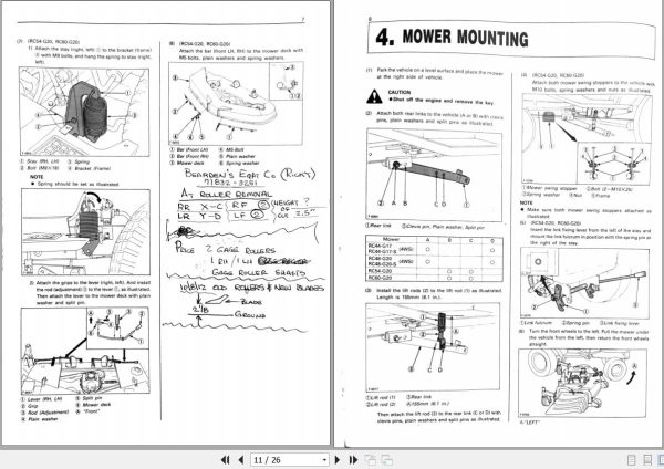 Kubota Rotary Mower RC44 G17 to RC60 G20 Operators Manual 76505 7111 7 2