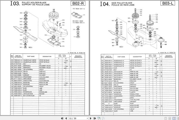Kubota Rotary Mowers RC54 71B RC60 71B Illustrated Parts List 97898 30491 EN FR 2