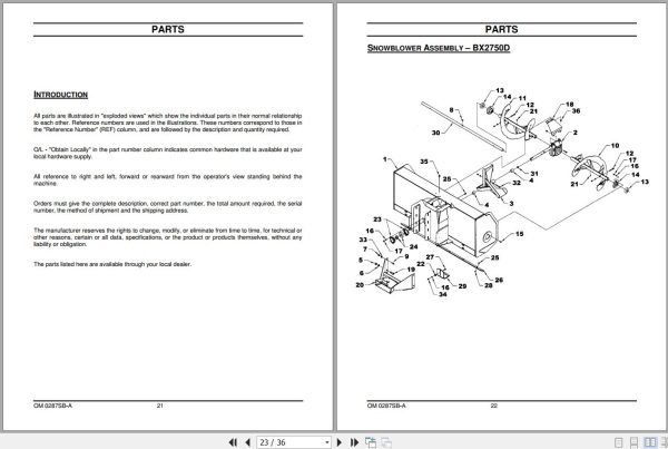 Kubota Snowblower BX2750D 50 Operators and Parts Manual 77700 00663 2