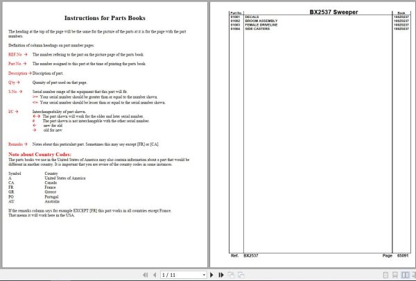 Kubota Tillers BX2537 Parts Manual 1