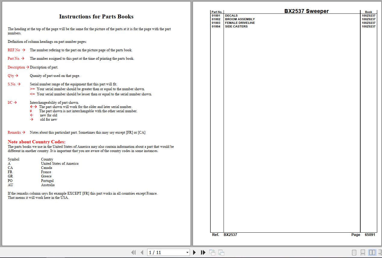 Kubota Tillers BX2537 Parts Manual 1