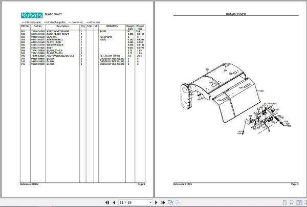 Kubota Tillers FL850 Parts Manual 2