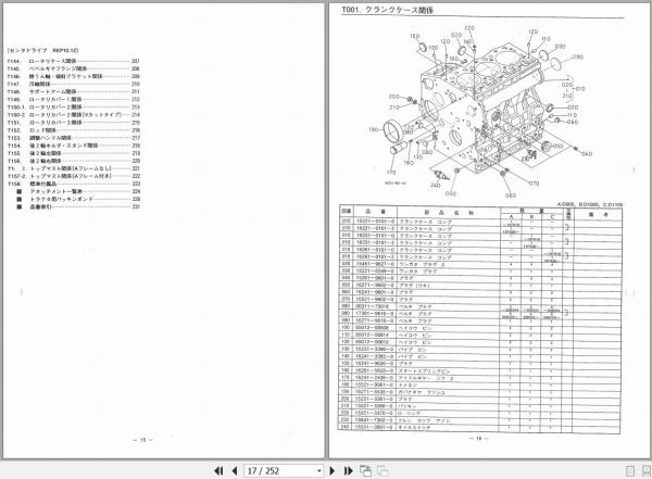 Kubota Tractor A 15 A 17 A 19 Parts Manual 07909 07056 JA 2