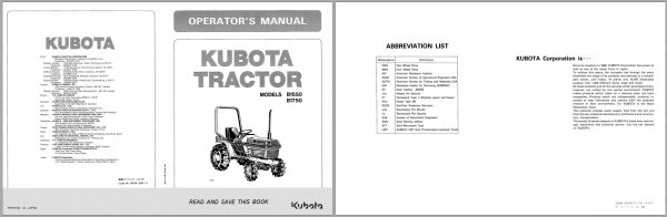 Kubota Tractor B1550 B1750 Operators Manual 66416 6291 3 1