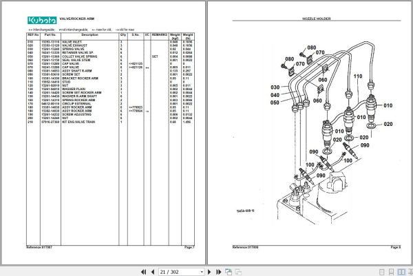 Kubota Tractor B1550D Parts Manual 2
