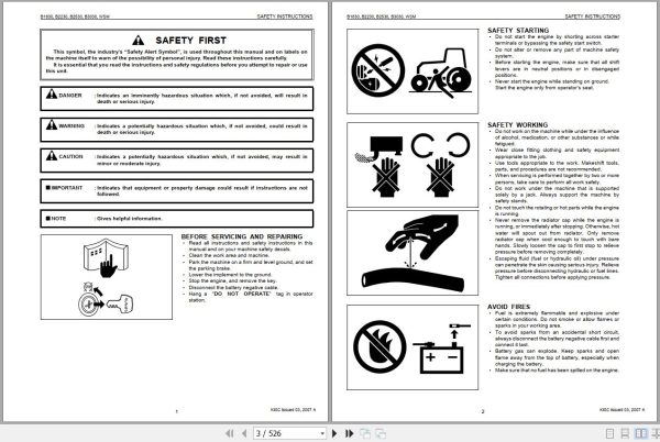 Kubota Tractor B1830 to B3030 Workshop Manual 9Y111 00031 1