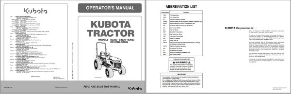 Kubota Tractor B2320 B2920 Operators Manual 6C300 6311 6 1