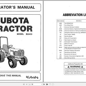 Kubota Tractor B2410 Operators Manual 6C140 6311 2 1