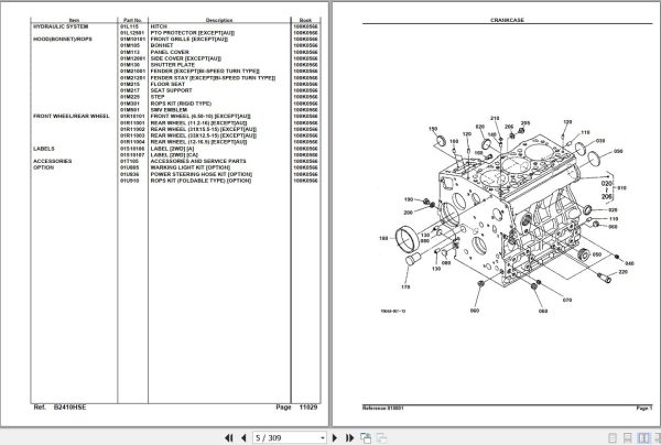 Kubota Tractor B2410HSE Parts Manual 2