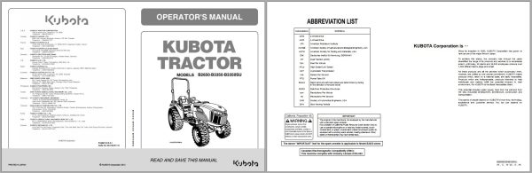 Kubota Tractor B2650 B3350 B3350SU Operators Manual 6C410 6311 8 1