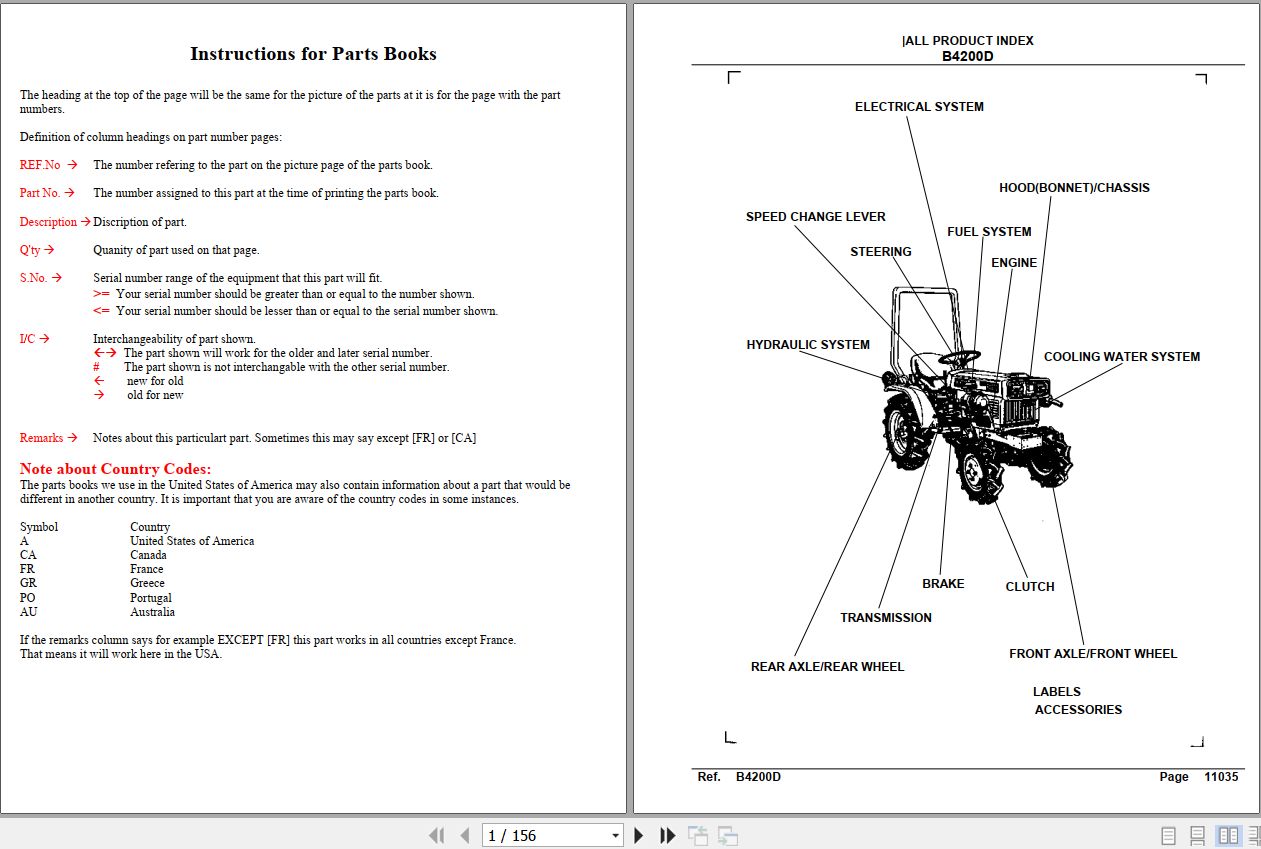 Kubota Tractor B4200D Parts Manual 1