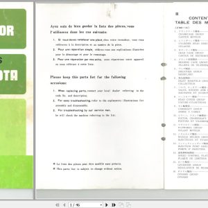 Kubota Tractor B5100D B5100E Parts Manual 66496 6292 5 JA 1