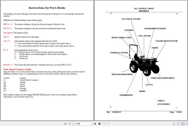Kubota Tractor B5100D Parts Manual 1