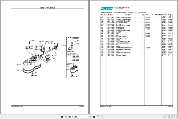Kubota Tractor B5100D Parts Manual 2
