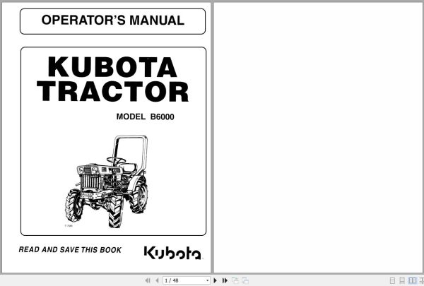 Kubota Tractor B6000 Operators Manual 66601 61214 1