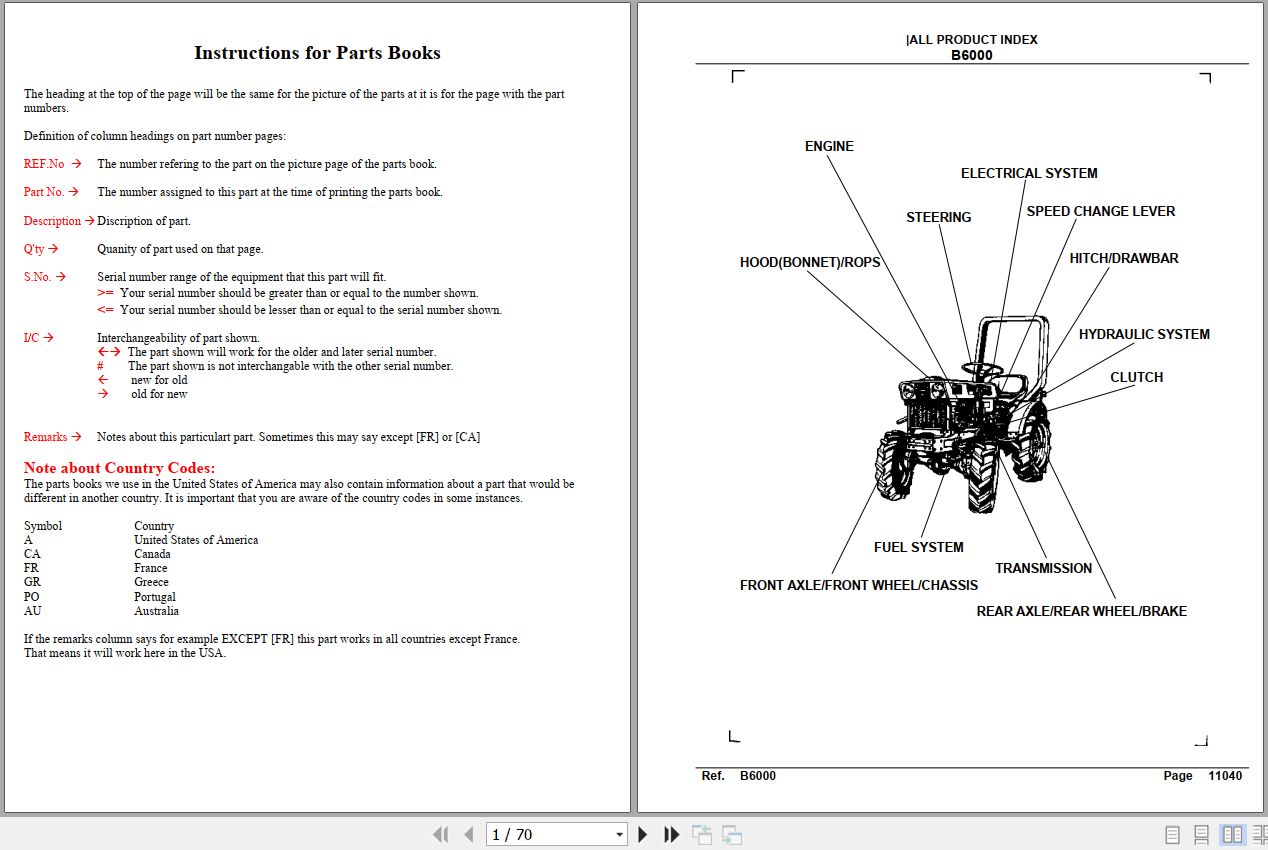 Kubota Tractor B6000 Parts Manual 1