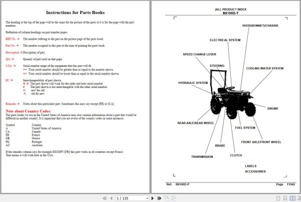 Kubota Tractor B6100D Parts Manual 1