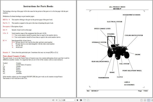 Kubota Tractor B6100E Parts Manual 1
