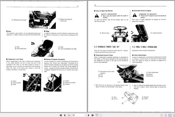 Kubota Tractor B6100HST B7100HST Operators Manual 66206 62915 FR EN 2