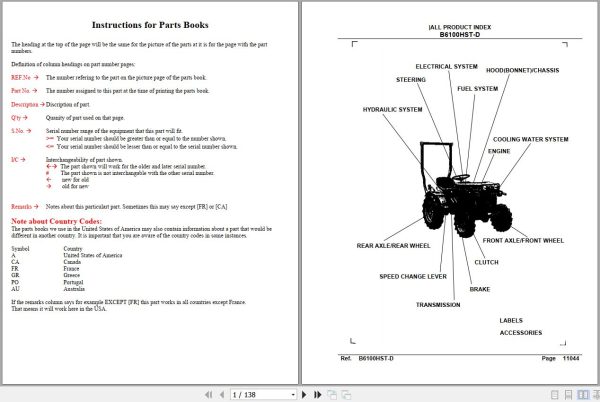 Kubota Tractor B6100HSTD Parts Manual 1