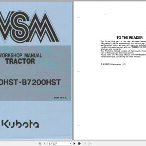 Kubota Tractor B6200HST B7200HST Workshop Manual 97897 10713 1