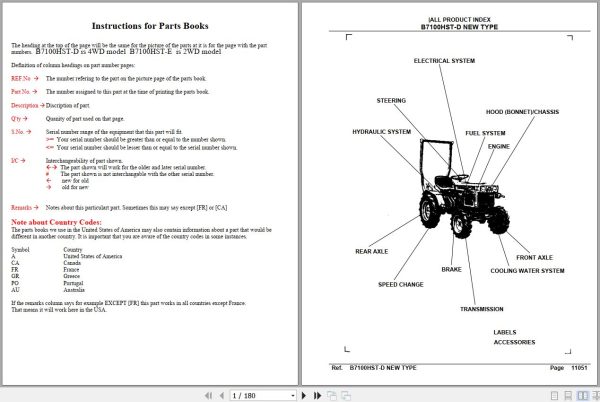 Kubota Tractor B7100HST D NEW TYPE Parts Manual 1