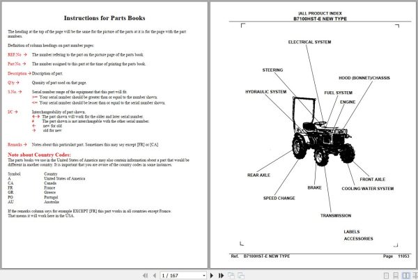 Kubota Tractor B7100HST E NEW TYPE Parts Manual 1