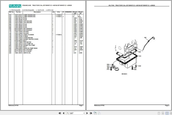 Kubota Tractor B7100HST E NEW TYPE Parts Manual 2
