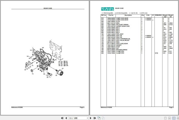 Kubota Tractor B7200E Parts Manual 2