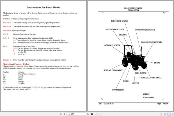 Kubota Tractor B7200HSTD Parts Manual 1