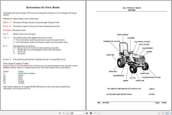 Kubota Tractor B7410D Parts Manual 1